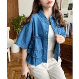 半袖ティアードフリルデニムシャツ | moment+ | 詳細画像15