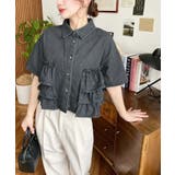 半袖ティアードフリルデニムシャツ | moment+ | 詳細画像18