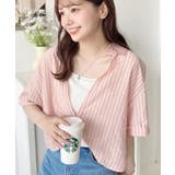 レーヨン混ストライプカシュクール半袖シャツ | moment+ | 詳細画像28