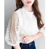 半袖レースブラウス T/Cブロード | moment+ | 詳細画像2