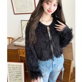 前後2WAYショート丈フリンジリボンカーディガン | moment+ | 詳細画像35 