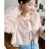 ピンク | 前後2WAYショート丈フリンジリボンカーディガン | moment+