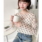 フロッキードットチュールインナーキャミ付き長袖メロウブラウス | moment+ | 詳細画像19