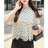 フロッキードットチュールバルーンスリーブギャザーフリル半袖ブラウス | moment+ | 詳細画像12