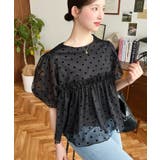 フロッキードットチュールバルーンスリーブギャザーフリル半袖ブラウス | moment+ | 詳細画像16