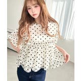 フロッキードットチュールバルーンスリーブギャザーフリル半袖ブラウス | moment+ | 詳細画像5