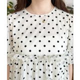 フロッキードットチュールバルーンスリーブギャザーフリル半袖ブラウス | moment+ | 詳細画像6