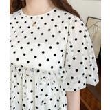 フロッキードットチュールバルーンスリーブギャザーフリル半袖ブラウス | moment+ | 詳細画像7