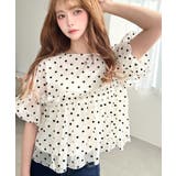 アイボリー | フロッキードットチュールバルーンスリーブギャザーフリル半袖ブラウス | moment+