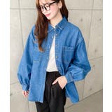 ブルー | ライトオンスデニムWポケット長袖オーバーシャツ | moment+