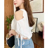 フロントタック半袖リボン肩開きブラウス | moment+ | 詳細画像10