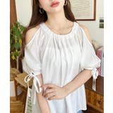 フロントタック半袖リボン肩開きブラウス | moment+ | 詳細画像15