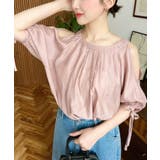 フロントタック半袖リボン肩開きブラウス | moment+ | 詳細画像21