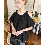 フロントタック半袖リボン肩開きブラウス | moment+ | 詳細画像4