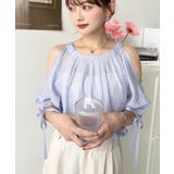 フロントタック半袖リボン肩開きブラウス | moment+ | 詳細画像5