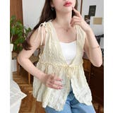 ポコポコチェックショルダーリボンペプラムベスト | moment+ | 詳細画像19