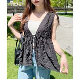 ポコポコチェックショルダーリボンペプラムベスト | moment+ | 詳細画像26