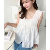 ポコポコチェックショルダーリボンペプラムベスト | moment+ | 詳細画像7