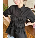 ブラック | TCブロードシャーリングビスチェデザインブラウス | moment+