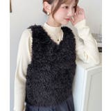 ブークレフェザーショートニットベスト | moment+ | 詳細画像18 