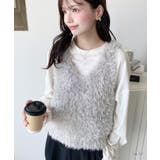 グレー | ブークレフェザーショートニットベスト | moment+