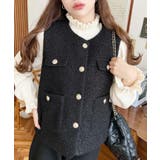 フェイクリングウール金ボタンノーカラーベスト | moment+ | 詳細画像14