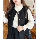 フェイクリングウール金ボタンノーカラーベスト | moment+ | 詳細画像15