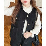 フェイクリングウール金ボタンノーカラーベスト | moment+ | 詳細画像17