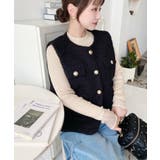 フェイクリングウール金ボタンノーカラーベスト | moment+ | 詳細画像20