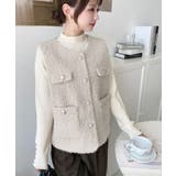 フェイクリングウール金ボタンノーカラーベスト | moment+ | 詳細画像24