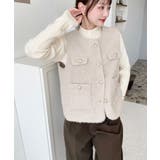 フェイクリングウール金ボタンノーカラーベスト | moment+ | 詳細画像25