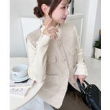 フェイクリングウール金ボタンノーカラーベスト | moment+ | 詳細画像27