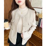 フェイクリングウール金ボタンノーカラーベスト | moment+ | 詳細画像29