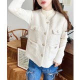 フェイクリングウール金ボタンノーカラーベスト | moment+ | 詳細画像4