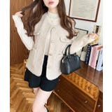 フェイクリングウール金ボタンノーカラーベスト | moment+ | 詳細画像31