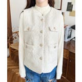 フェイクリングウール金ボタンノーカラーベスト | moment+ | 詳細画像7