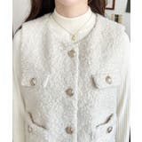 フェイクリングウール金ボタンノーカラーベスト | moment+ | 詳細画像8