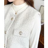 フェイクリングウール金ボタンノーカラーベスト | moment+ | 詳細画像9