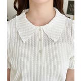 ストライプレースパフスリーブ半袖ポロシャツ | moment+ | 詳細画像10 