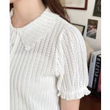 ストライプレースパフスリーブ半袖ポロシャツ | moment+ | 詳細画像11 