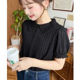 ストライプレースパフスリーブ半袖ポロシャツ | moment+ | 詳細画像16 