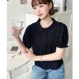 ストライプレースパフスリーブ半袖ポロシャツ | moment+ | 詳細画像19 