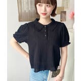 ストライプレースパフスリーブ半袖ポロシャツ | moment+ | 詳細画像21 