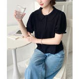 ストライプレースパフスリーブ半袖ポロシャツ | moment+ | 詳細画像22 