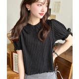 ストライプレースパフスリーブ半袖ポロシャツ | moment+ | 詳細画像24 