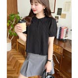 ストライプレースパフスリーブ半袖ポロシャツ | moment+ | 詳細画像26 