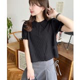 ストライプレースパフスリーブ半袖ポロシャツ | moment+ | 詳細画像28 