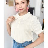 ストライプレースパフスリーブ半袖ポロシャツ | moment+ | 詳細画像32 