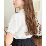 ストライプレースパフスリーブ半袖ポロシャツ | moment+ | 詳細画像8 