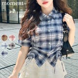 裾ドロストチェックシャツ | moment+ | 詳細画像1 